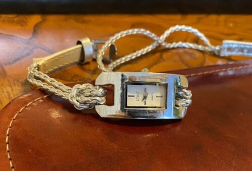 Women's Ieke Silver Tone Watch, Stainless Back, Rope Strap, New Battery
